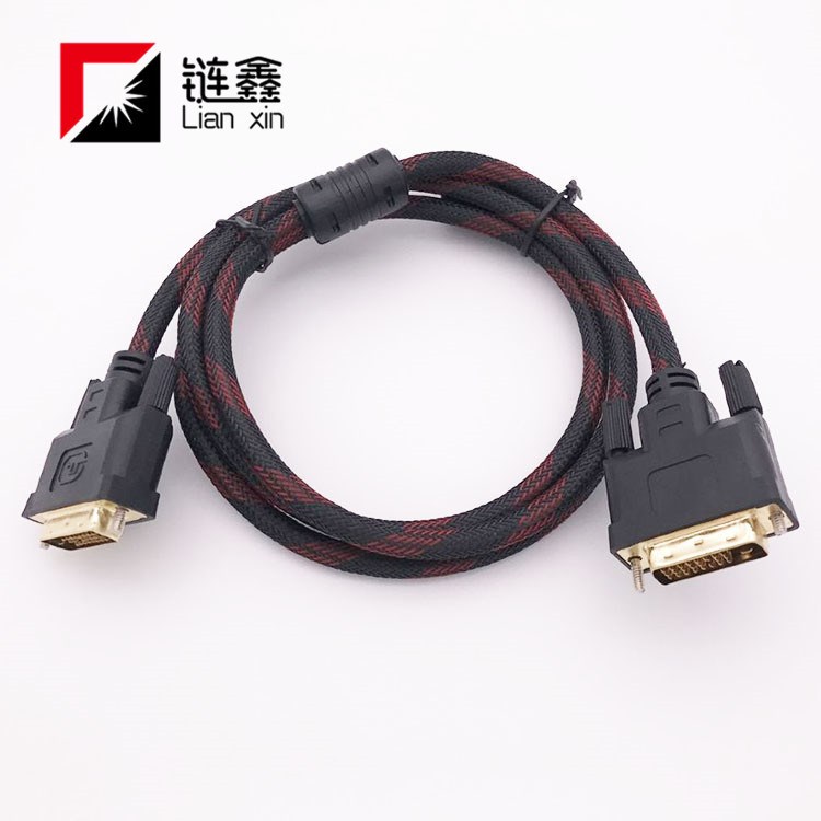 廠家供應 紅黑網DVI 24+1線1.5米 DVI to DVI 雙磁環 帶網 鍍金頭