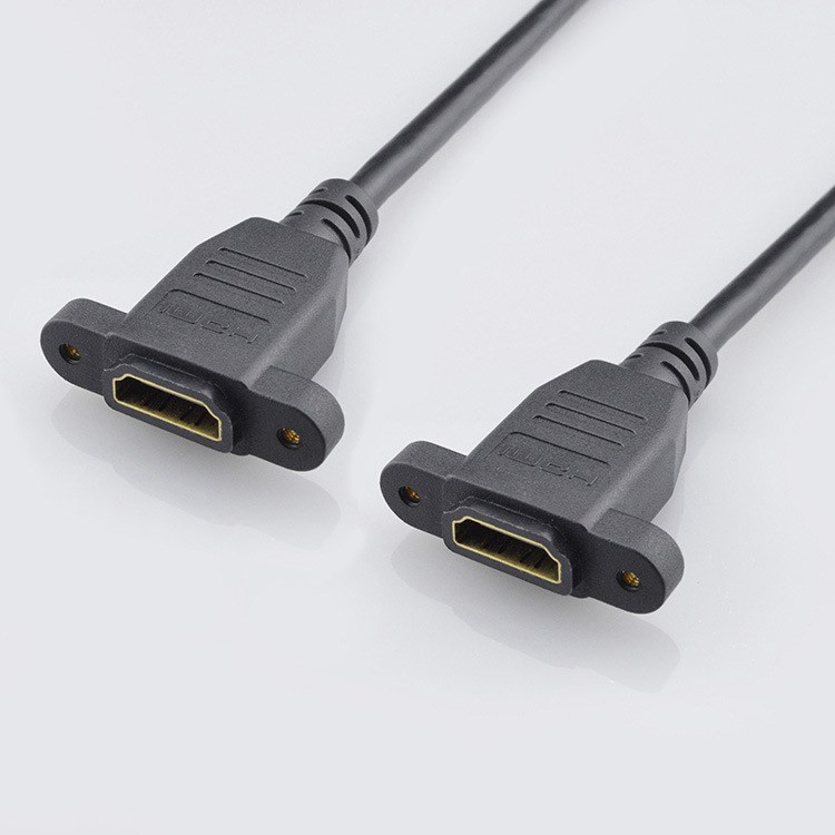 廠家直銷HDMI F/F線 帶耳朵 中間距30mm 母轉(zhuǎn)母HDMI面板線