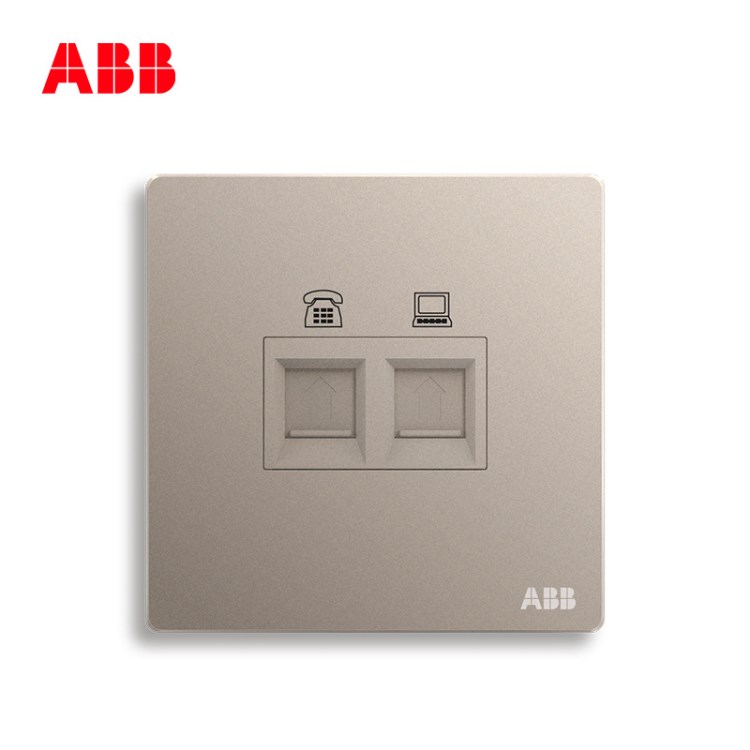 ABB开关面板家用弱电二位电话电脑插座网络信息轩致金色AF323-PG