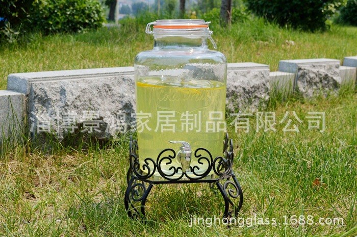 8升卡扣硅膠墊玻璃密封罐酵素桶帶水龍頭帶鐵架自釀瓶泡酒冷飲罐