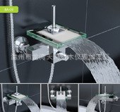 廠家直銷四方三聯(lián)玻璃瀑布水龍頭 瀑布面盆水龍頭