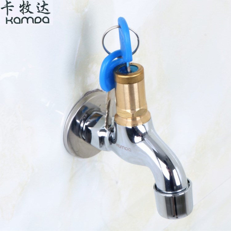 銅鑰匙洗衣機龍頭戶外帶鎖水龍頭拖把池4分單冷防盜庭院水龍頭