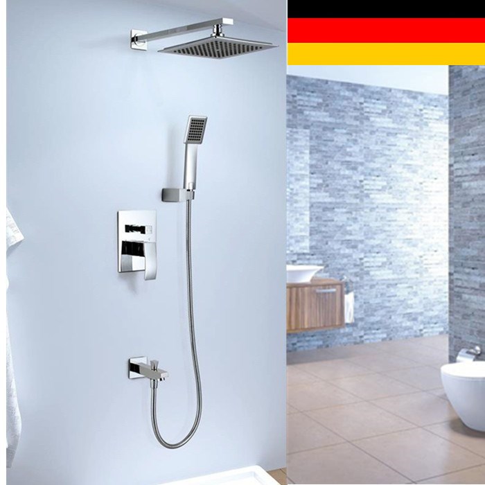 出口德國全銅暗裝花灑入墻式淋浴花灑套裝預埋式淋浴器冷熱水龍頭