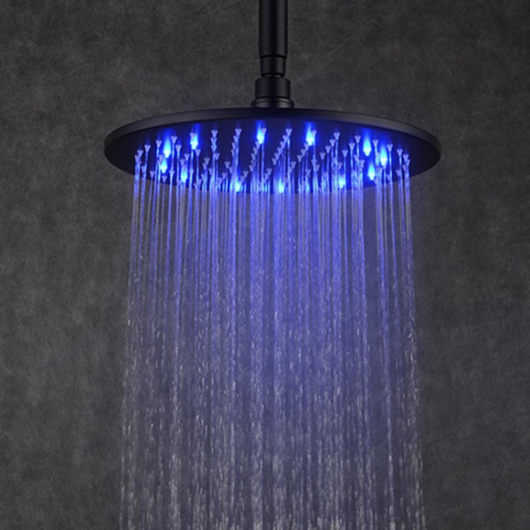 全銅頂噴廠(chǎng)家批發(fā) 圓形12寸淋雨花灑帶燈淋浴器雨淋?chē)婌F沐浴花灑