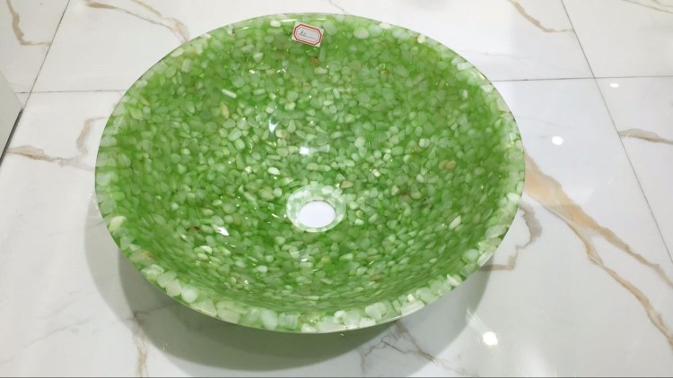 批發樹脂鵝卵石盆 酒店會所KTV 酒吧用特色臺上盆 透光洗手盆