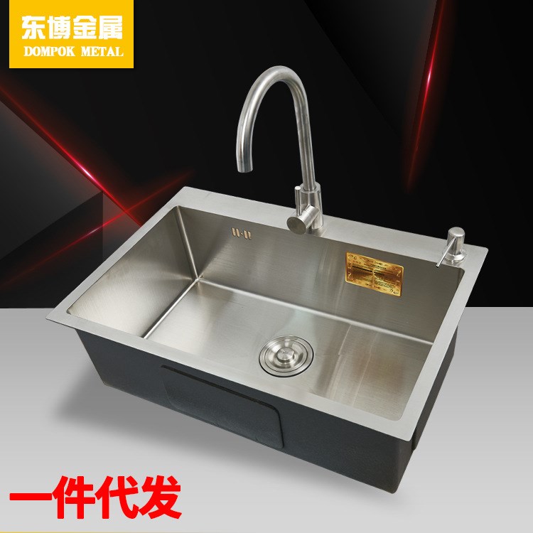 廠家直銷(xiāo)手工水槽單槽洗碗池304不銹鋼廚房洗菜盆加厚3MM加重