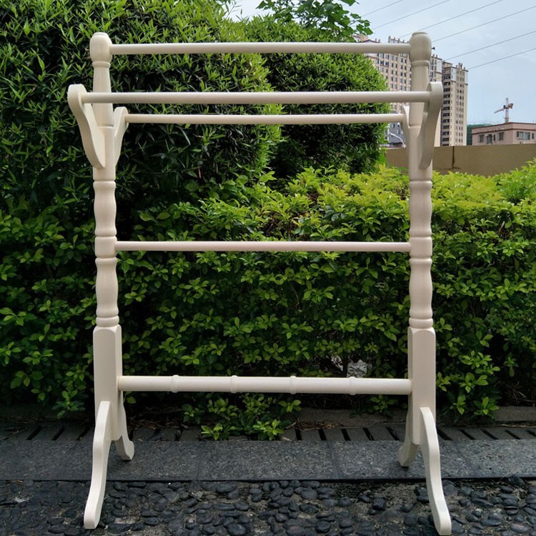 外銷多層毛巾架 落地 立式 實(shí)木 米黃色 towel rack