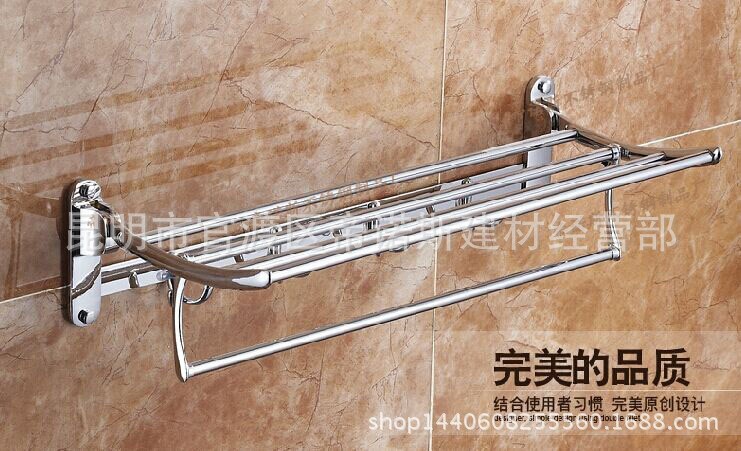 不銹鋼浴巾架加厚 衛(wèi)生間毛巾架廁所置物架豪華酒店雙桿毛巾?xiàng)U