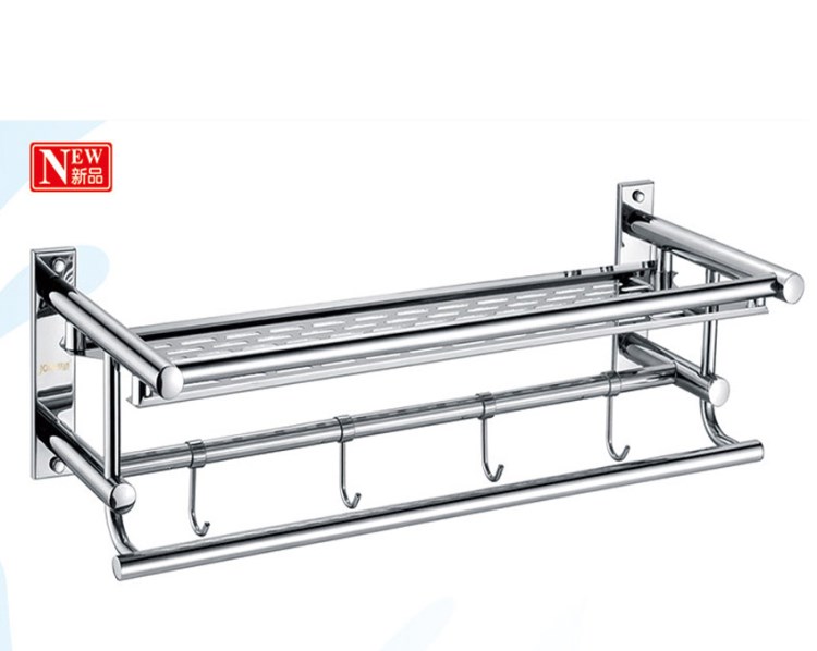 不銹鋼毛巾架 浴巾架 永不生銹 帶衣鉤 豪華衛(wèi)浴掛件終身質(zhì)保