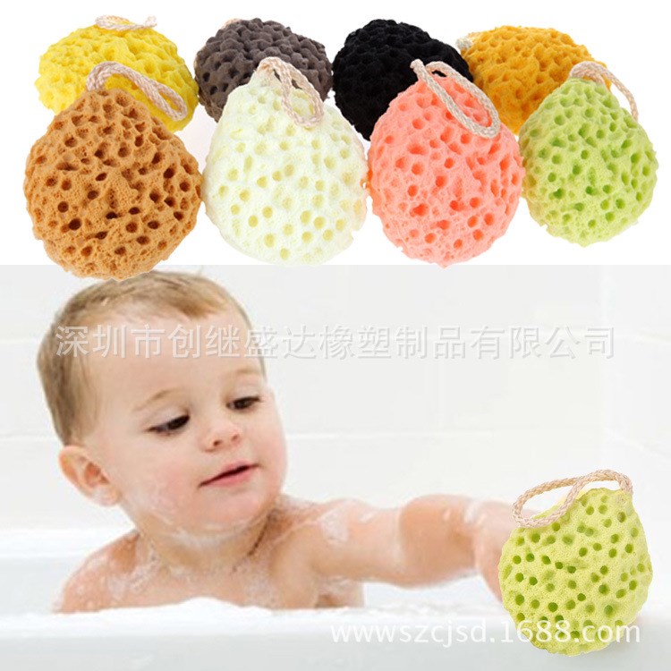 廠家批發(fā)親水性非乳膠沐浴棉嬰兒寶寶洗臉洗澡海綿浴球浴花可定制
