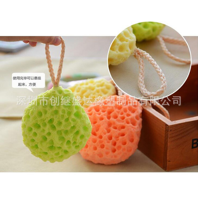 廠家洗澡海綿球 蜂窩沐浴球 寶寶洗澡用海綿 沐浴棉泡水變大