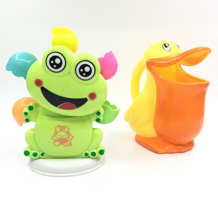 外貿(mào)兒童浴室戲水玩具 趣味青蛙水上風(fēng)車?guó)唹亟M合沐浴玩具