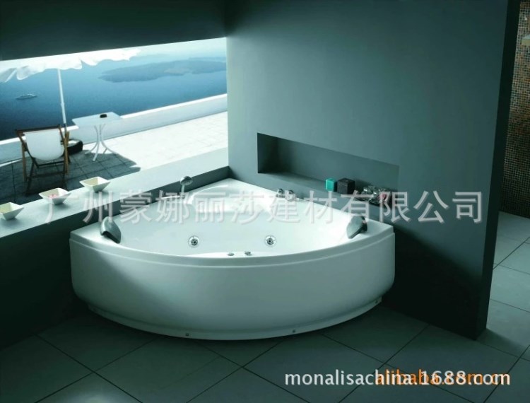 蒙娜麗莎 豪華雙人三角型沖浪 按摩亞克力浴缸M-2044