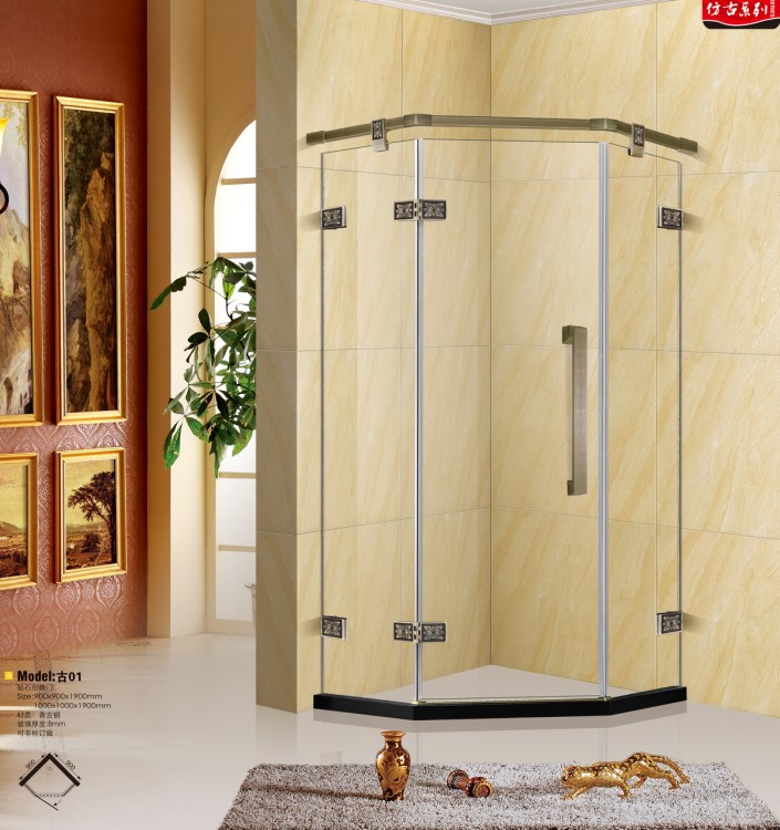新款铜材质古铜隔断淋浴房 整体浴室钻石型淋浴房 铝合金淋浴房