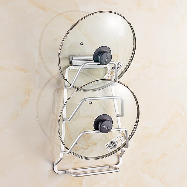 免打孔廚房置物架掛件多功能砧板架太空鋁鍋蓋架帶瀝水盤廠家直銷