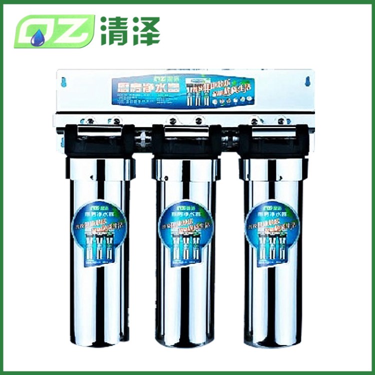 三級不銹鋼家用凈水器 OEM多級過濾立式自沖洗凈水器可加網印