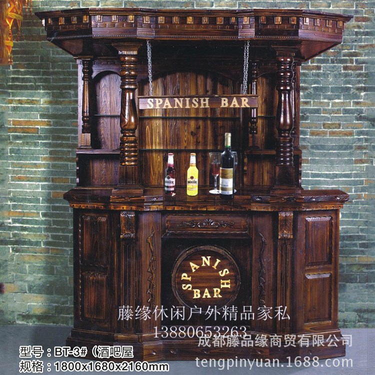 廠家直銷實木炭化簡潔款式酒吧桌酒吧臺古典實木酒吧臺廠家直銷