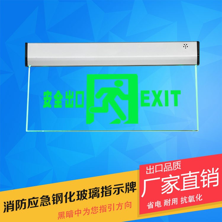 廠家生產(chǎn)出口指示標(biāo)志燈雙向 鋼化玻璃led水晶出口指示牌
