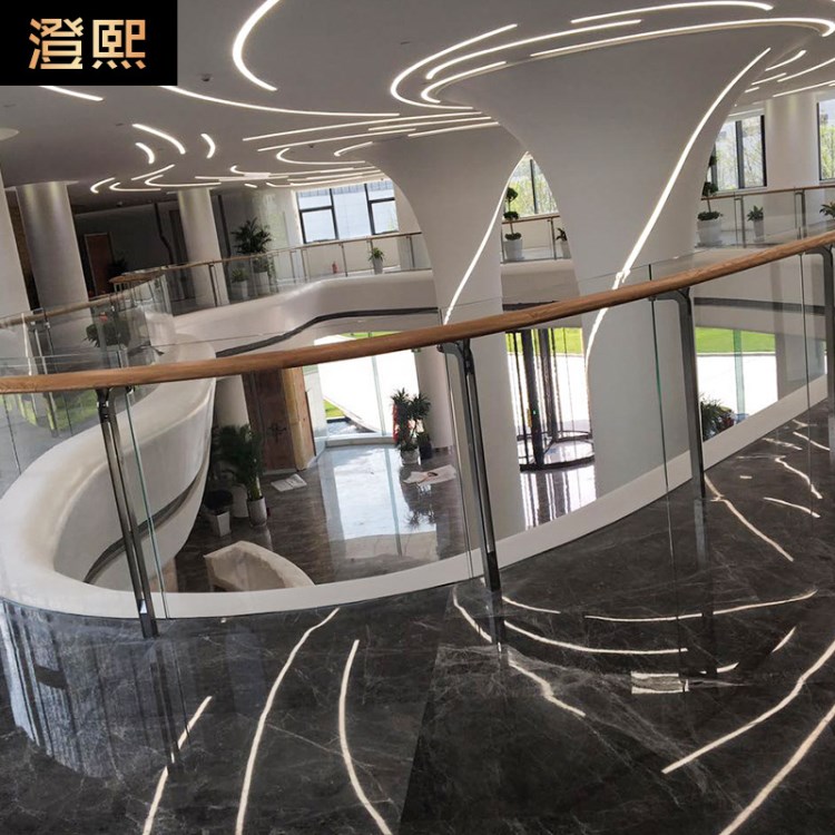 威派格不锈钢玻璃弧形扶手室内楼梯扶手栏杆会所护栏室内栏杆