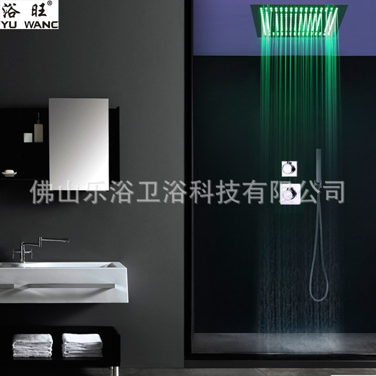 浴旺高品質天雨豪華智能酒店別墅方形入墻暗裝恒溫LED情調淋