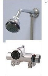 全銅豪華大恒溫龍頭帶銅直桿塑料小頂噴公共浴室專用