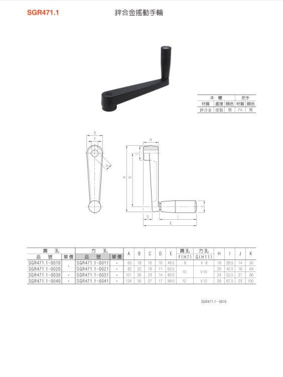 鋅合金搖動手輪SGR471.1