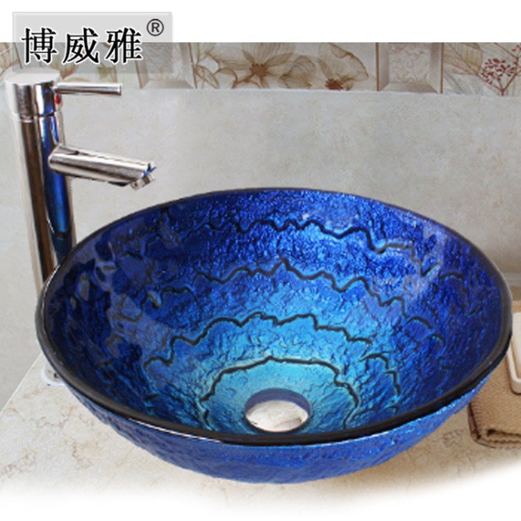 钢化玻璃洗手盆洗脸盆面盆艺术台上盆卫生间台盆wash hand basin