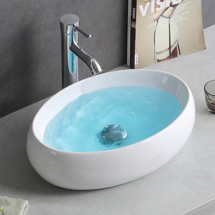衛浴廠家批發陶瓷臺上盆橢圓形洗手盆藝術面盆洗漱池洗臉盆工程款