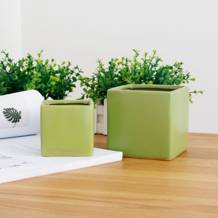 阳台室内花草蔬菜种植陶瓷花盆四方形多色加厚庭院养花种菜