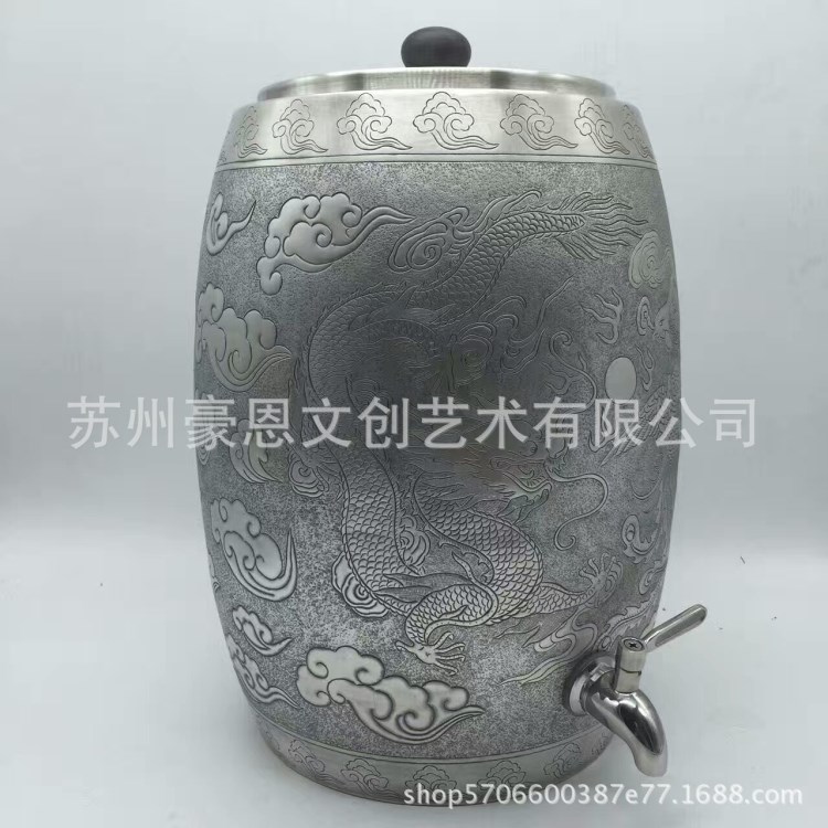 银火锅 银水桶 银酒桶 高端银器定制厂家 手工银鸣鹤造