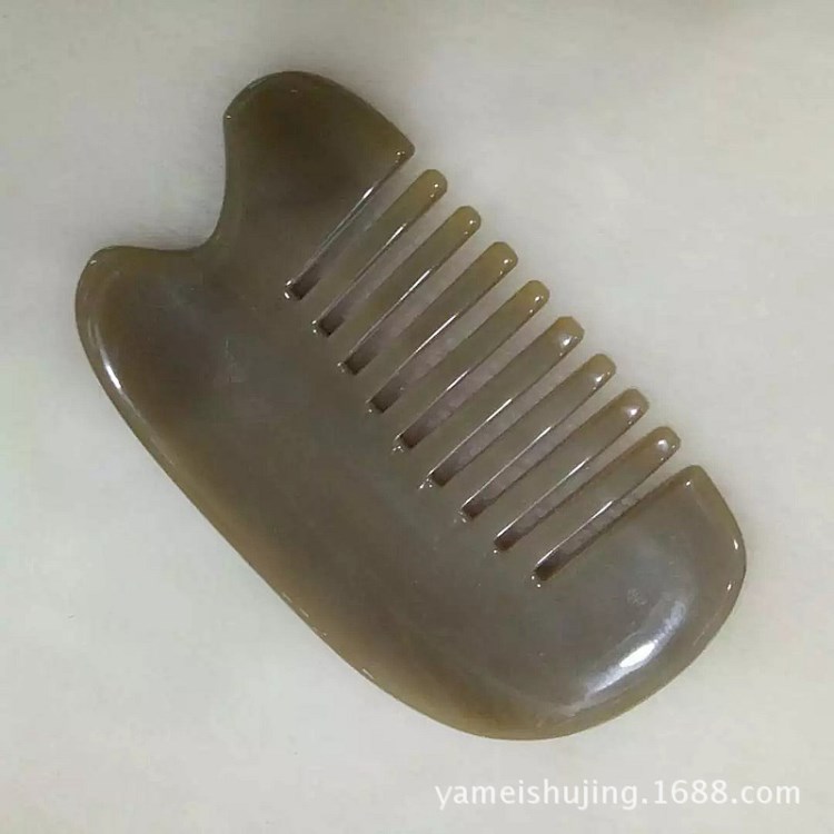 天然牦牛角刮痧美容按摩梳 耗牛角刮痧片 非洲牛角刮痧按摩頭梳