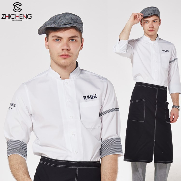 志成服飾春夏廚師服裝酒店現(xiàn)烤裱花師透氣西餐廳男廚師長工作制服