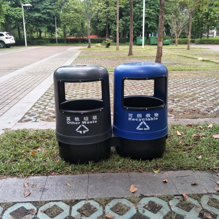 【廠家直銷】塑料垃圾桶-50L升（雙桶）市政環(huán)保戶外垃圾桶果皮箱