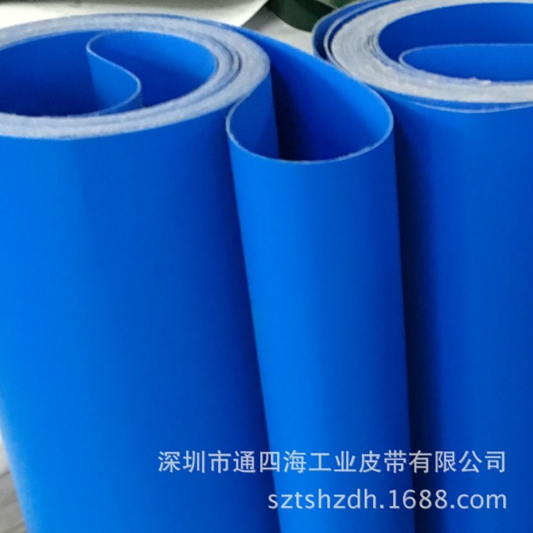 供應藍色耐油耐血水PU食品傳送帶及屠宰行業FDA標準肉類輸送帶