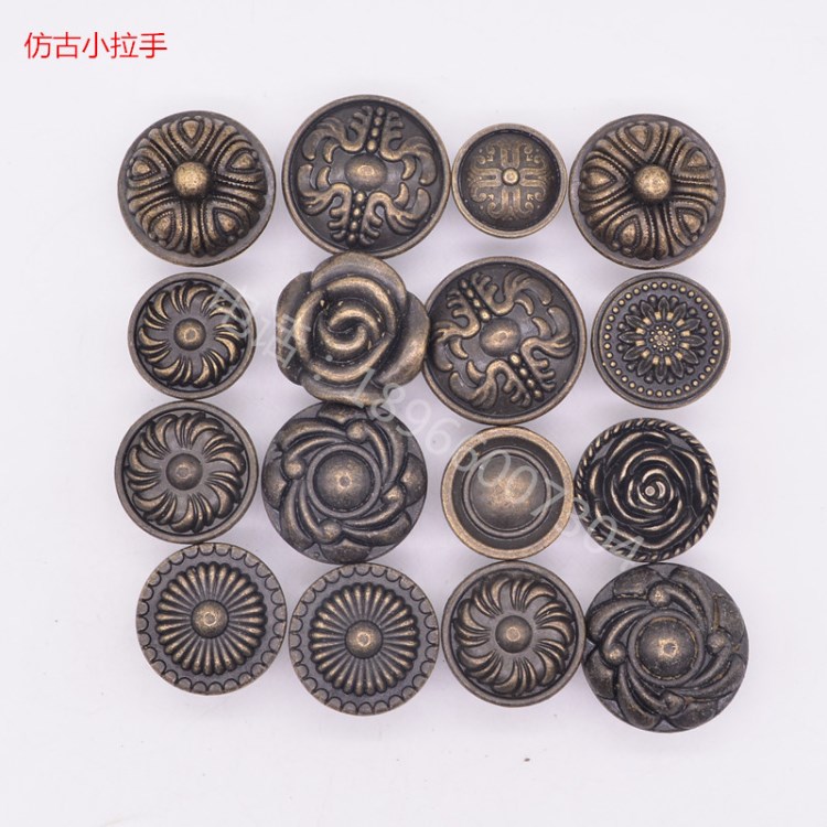 廠家批發 家具衣柜仿古圓提手 合金復古花卉小拉手 中藥柜拉手