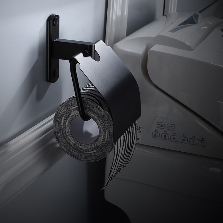 黑色太空鋁廁紙架 歐式浴室紙巾盒仿古手紙卷紙架酒店五金掛件