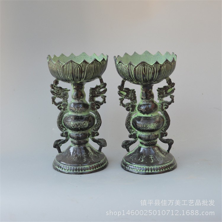 批發(fā)中國(guó)特色青銅器仿古婚慶用品蠟臺(tái)擺件 商務(wù)家居工藝品禮品