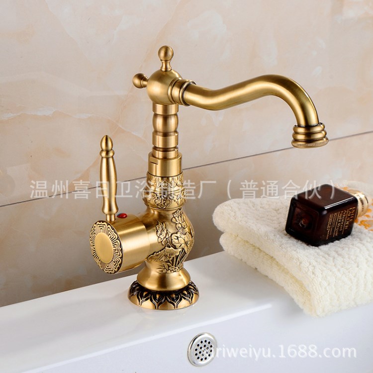 仿古 精美雕花品質(zhì)廚房臺(tái)上盆水龍頭 歐式仿古復(fù)古衛(wèi)浴 龍頭