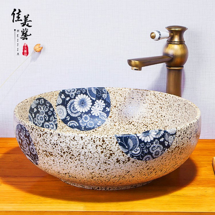 廠家批發(fā)美佳陶瓷洗手盆面盆 中式復古洗臉池衛(wèi)浴臺上盆182