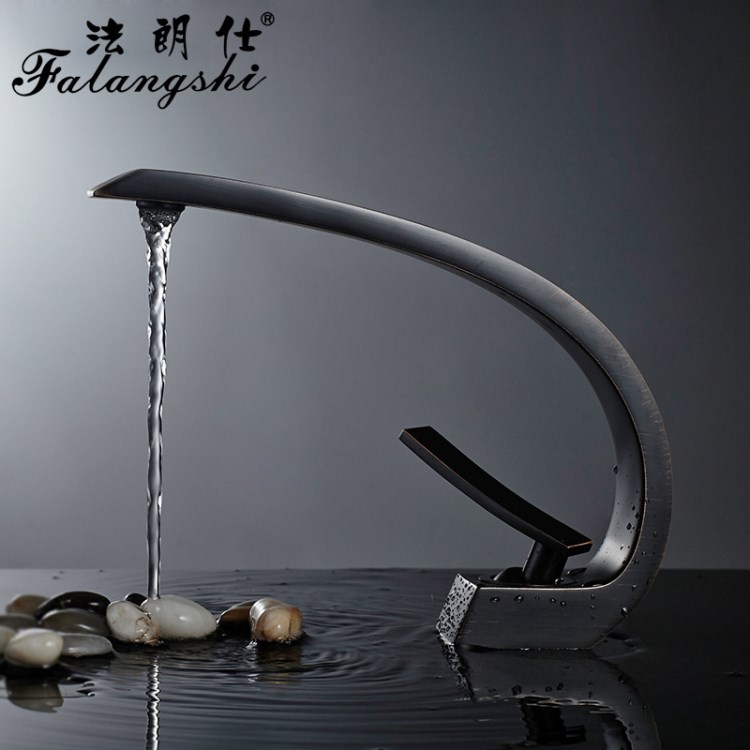 批發(fā)黑古銅色臺(tái)盆面盆冷熱暖水龍頭全銅衛(wèi)生間洗手洗臉盆池龍頭