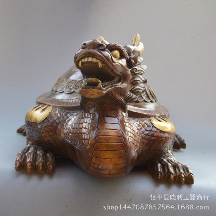 仿古銅龍龜擺件招財(cái)鎮(zhèn)宅風(fēng)水飾品家居金屬工藝品客廳擺設(shè)