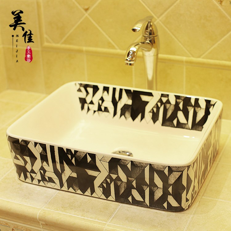 一件起批美佳陶瓷藝術(shù)臺盆方形洗臉盆 衛(wèi)生間景德鎮(zhèn)藝術(shù)盆844#