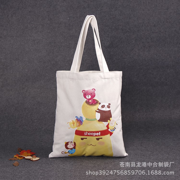 廠家生產簡約學生環保手提帆布袋定制印花圖案廣告宣傳購物袋