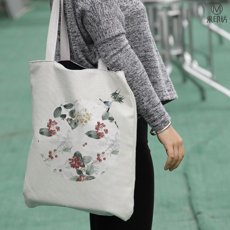 現代新中式環保購物袋 中國風棉麻個性女性單肩包 廣告定制手提袋