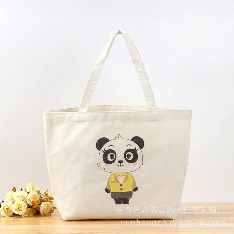 手提棉布袋定做logo環保禮品購物帆布包卡通白色手提帆布袋定制