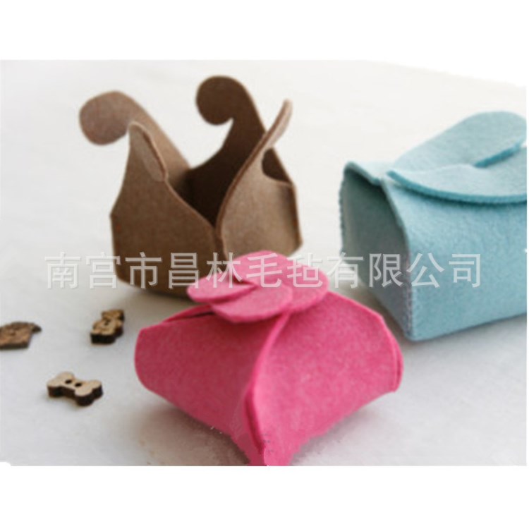 廠家定做小禮品糖果色包裝盒 迷你可愛袋子 加廣告 毛氈包首飾包