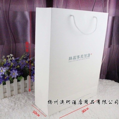酒店賓館白卡紙定制印LOGO手提袋 紙質(zhì)禮品袋 免費(fèi)設(shè)計(jì) 廠家批發(fā)