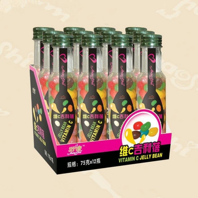 糖果廠家批發(fā)【淘寶爆款】淘寶2號瓶75g維C吉利蓓益趣休閑零食