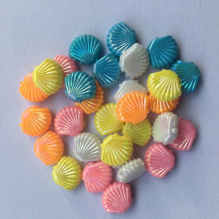 串孔貝殼珠子彩色塑料穿孔貝殼珠全內(nèi)孔糖果色穿孔珠飾配件服裝配