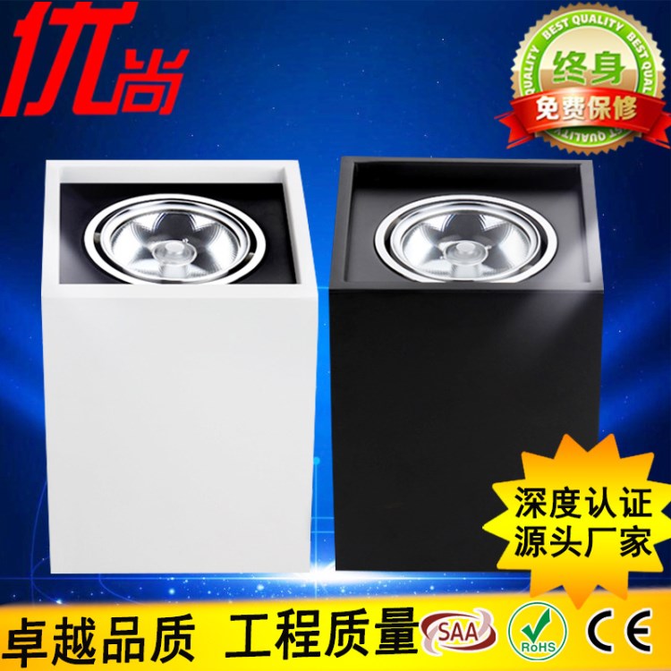廠家直銷led明裝筒燈價(jià)格5W10W15W吸頂圓形cob射燈天花燈雙色黑白